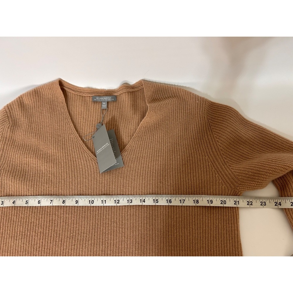 NWT Neiman Marcus 100% Cashmere Camel Women's size XL Ribbed Sweater a - Picture 7 of 9